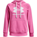 Under Armour Women's Rival Fleece Logo Hoodie Pink Edge